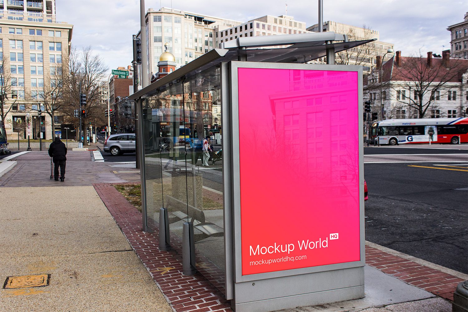 Free Lightbox Mockup. Ad Bus Stop Mockup