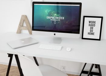 iMac Workspace Mockup Template