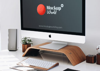 iMac Workspace Mockup PSD Free