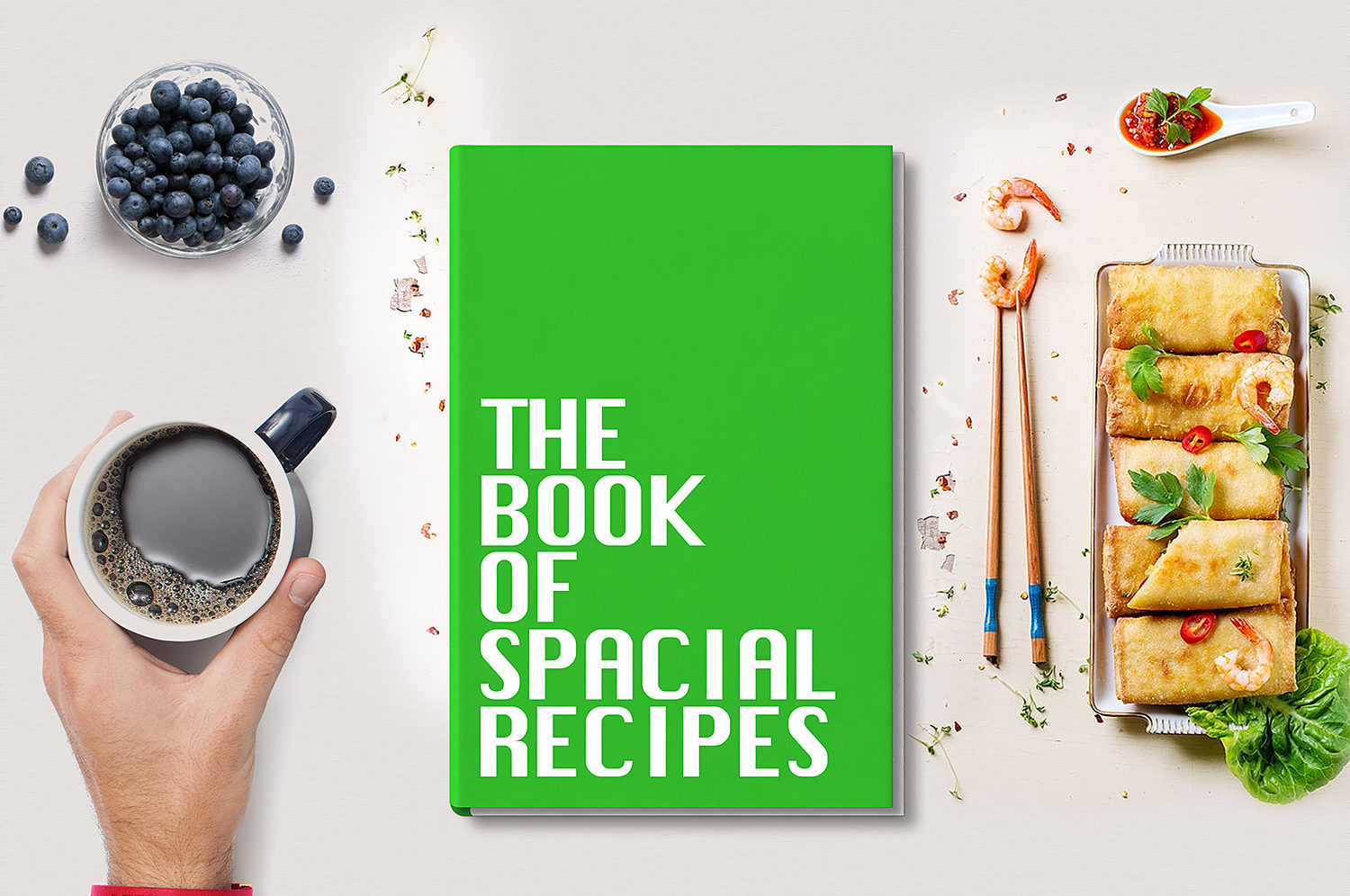 Book Cover with Recipes Free Mockup