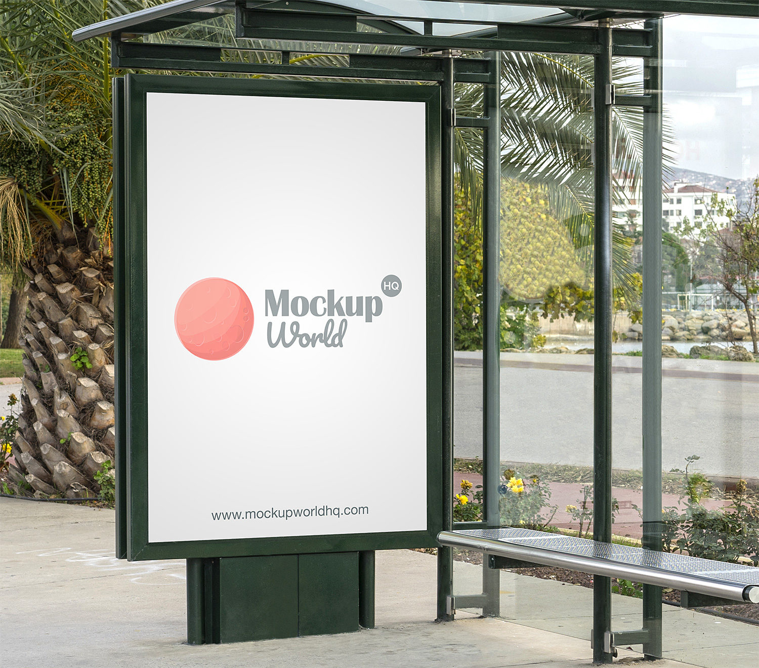 Download Bus Stop Poster City Light Mockup | Mockup World HQ