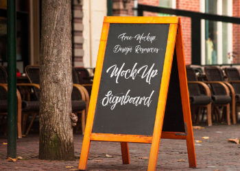 Outdoor Chalkboard Mockup Free PSD