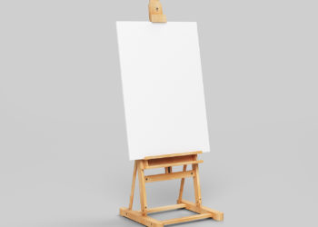 Canvas Poster on Easel Mockup Free