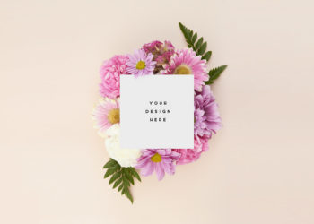 Thank You Card Mockup with Flowers