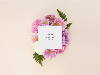 Thank You Card Mockup with Flowers