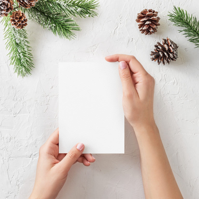 Free Christmas Card Mockup in Hands