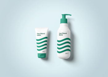 Free Cosmetics Bottle and Tube Mockup