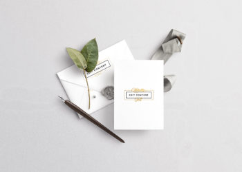 Free Wedding Card with Envelope Mockup