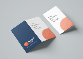 Folded Business Card Free Mockup