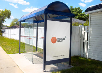 Free Bus Shelter Mockup PSD