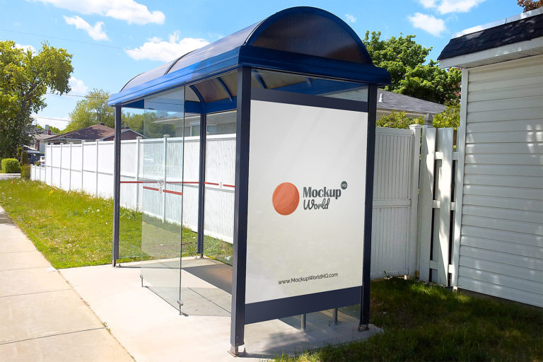 Download Free-Bus-Shelter-Mockup-PSD | Mockup World HQ