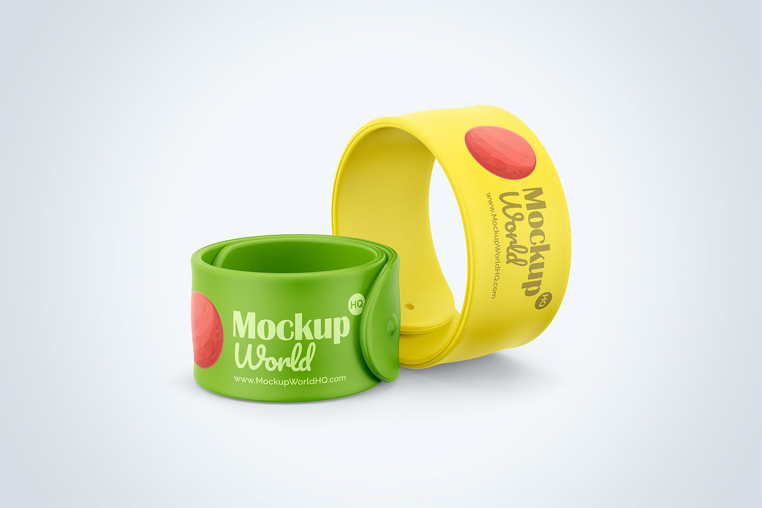 Two Rubber Slap Bracelets Free Mockup