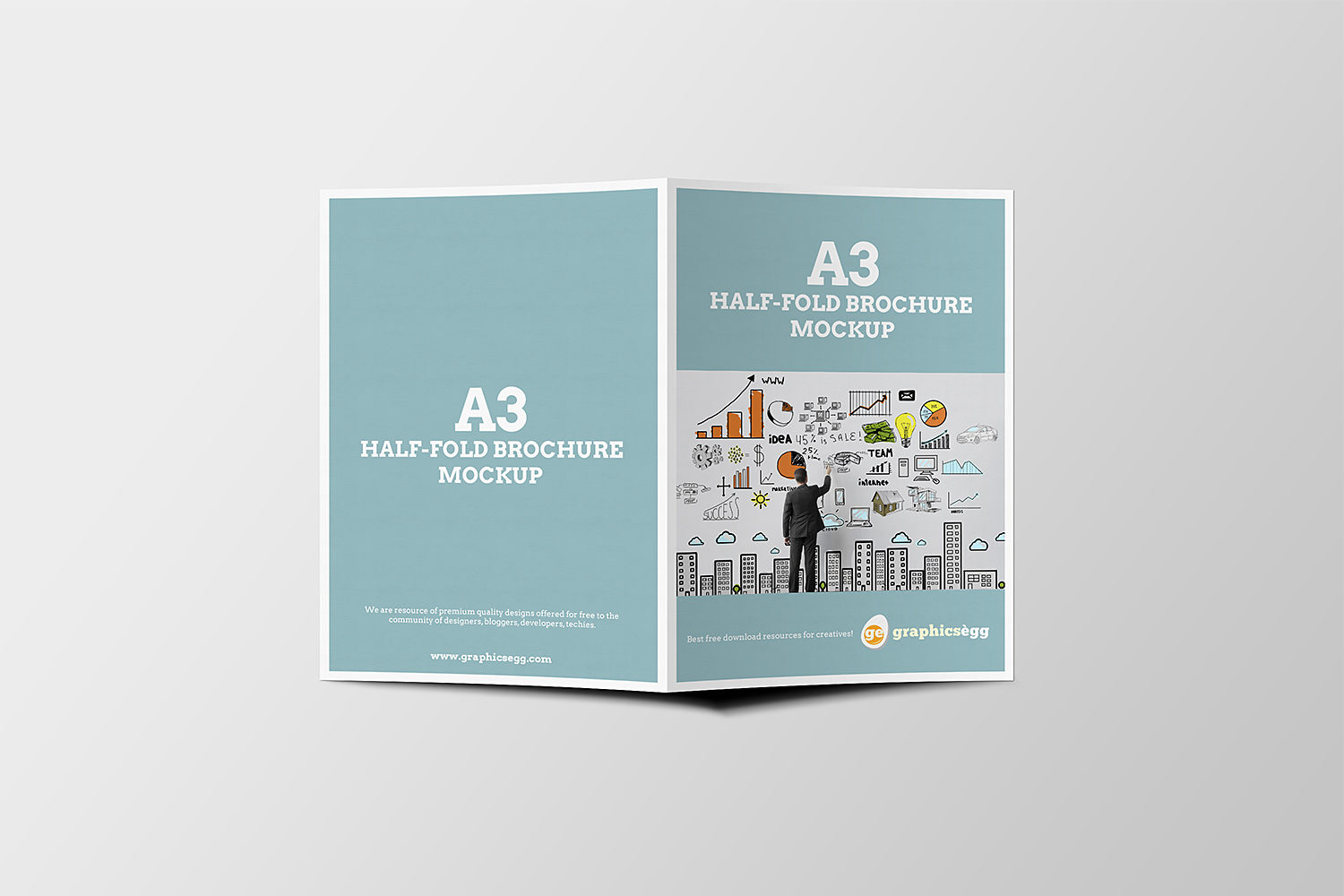 A3 Half-fold Brochure Mockup Free