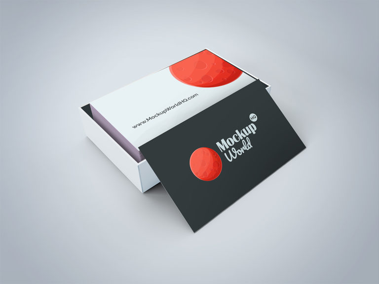 Download Business Card Free Mockup in a Cardboard Box | Mockup World HQ
