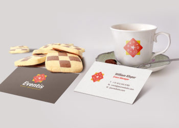 Business Card and Coffee Cup PSD Mockup