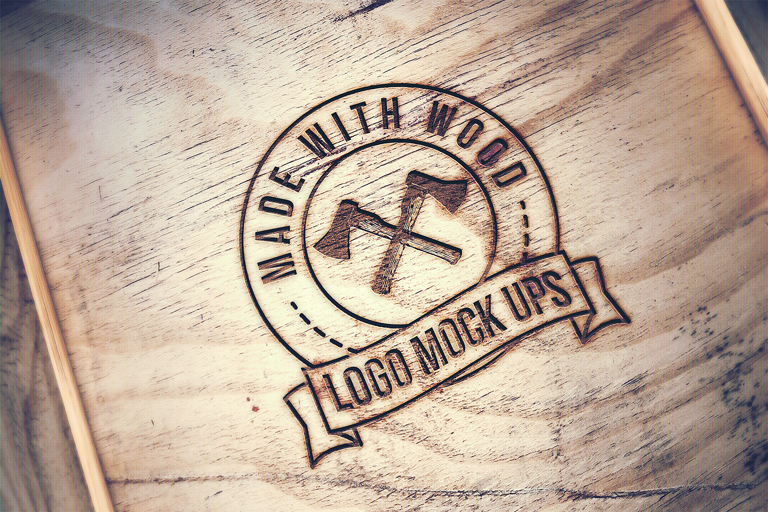 Download Engraved Wood Logo Free Mockup | Mockup World HQ