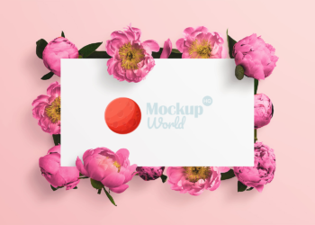 Floral Peonies Logo Artwork Mockup