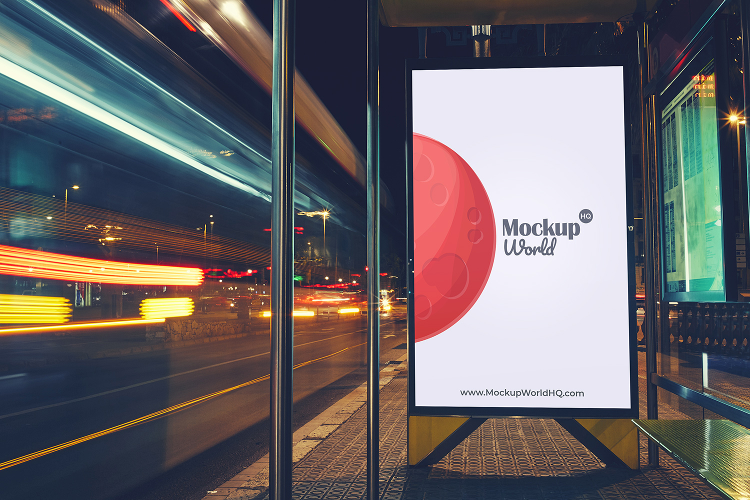 Download Free Bus Stop Billboard Mockup | Mockup World HQ