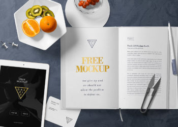 Free Open Book Page Mockup Scene