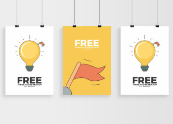 Three Posters Mockup Free PSD Template