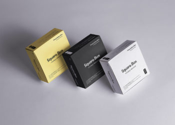 Three Square Boxes Packaging Mockup