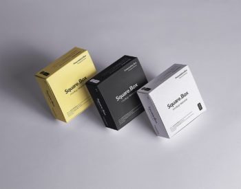 Three Square Boxes Packaging Mockup