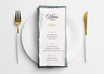 Wedding Menu on Table Setting Free Mockup