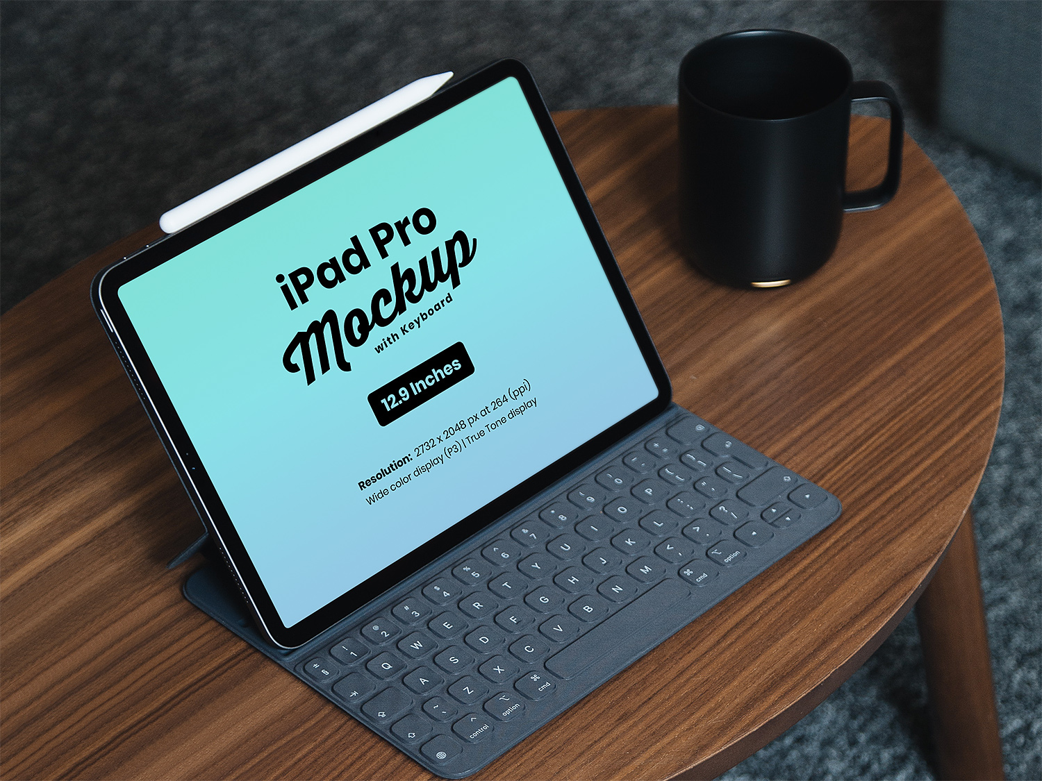 Free New iPad Pro Mockup with Keyboard