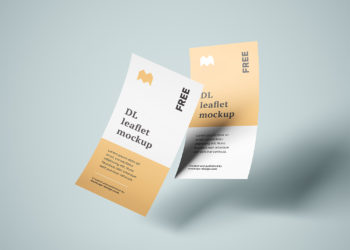 Free Flying DL Leaflets Mockup