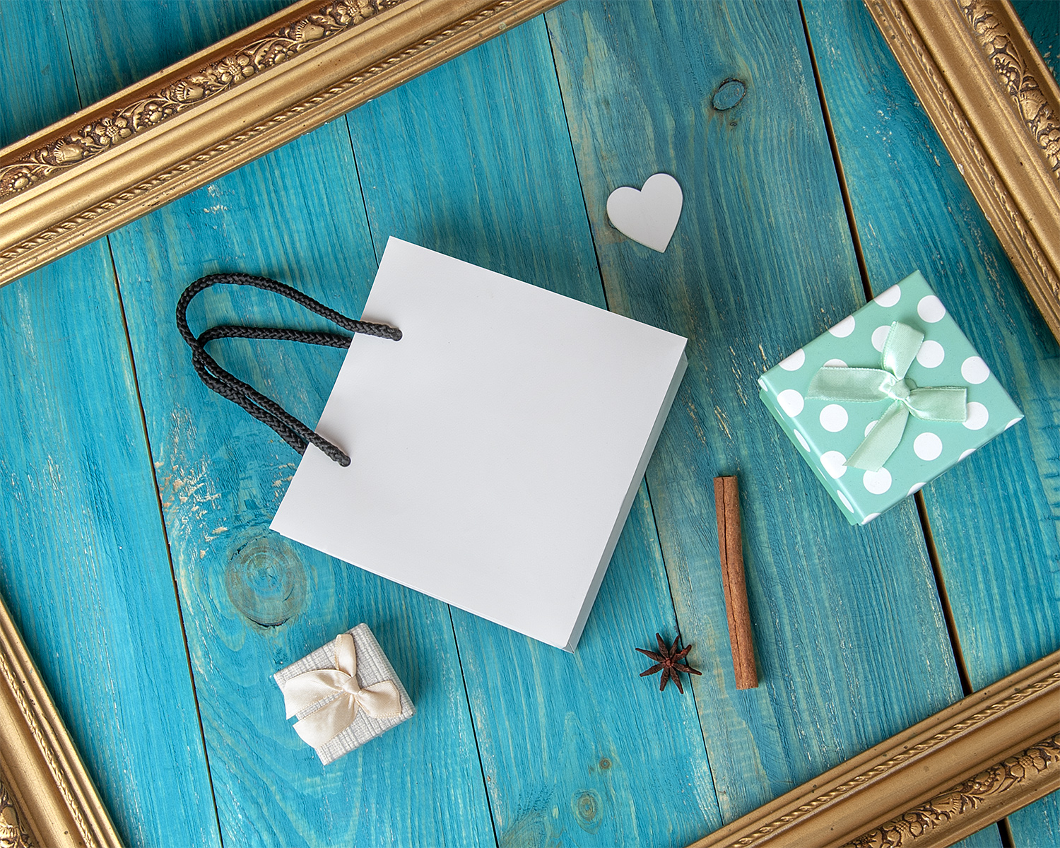 Free Gift Bag Mockup on a Blue Background