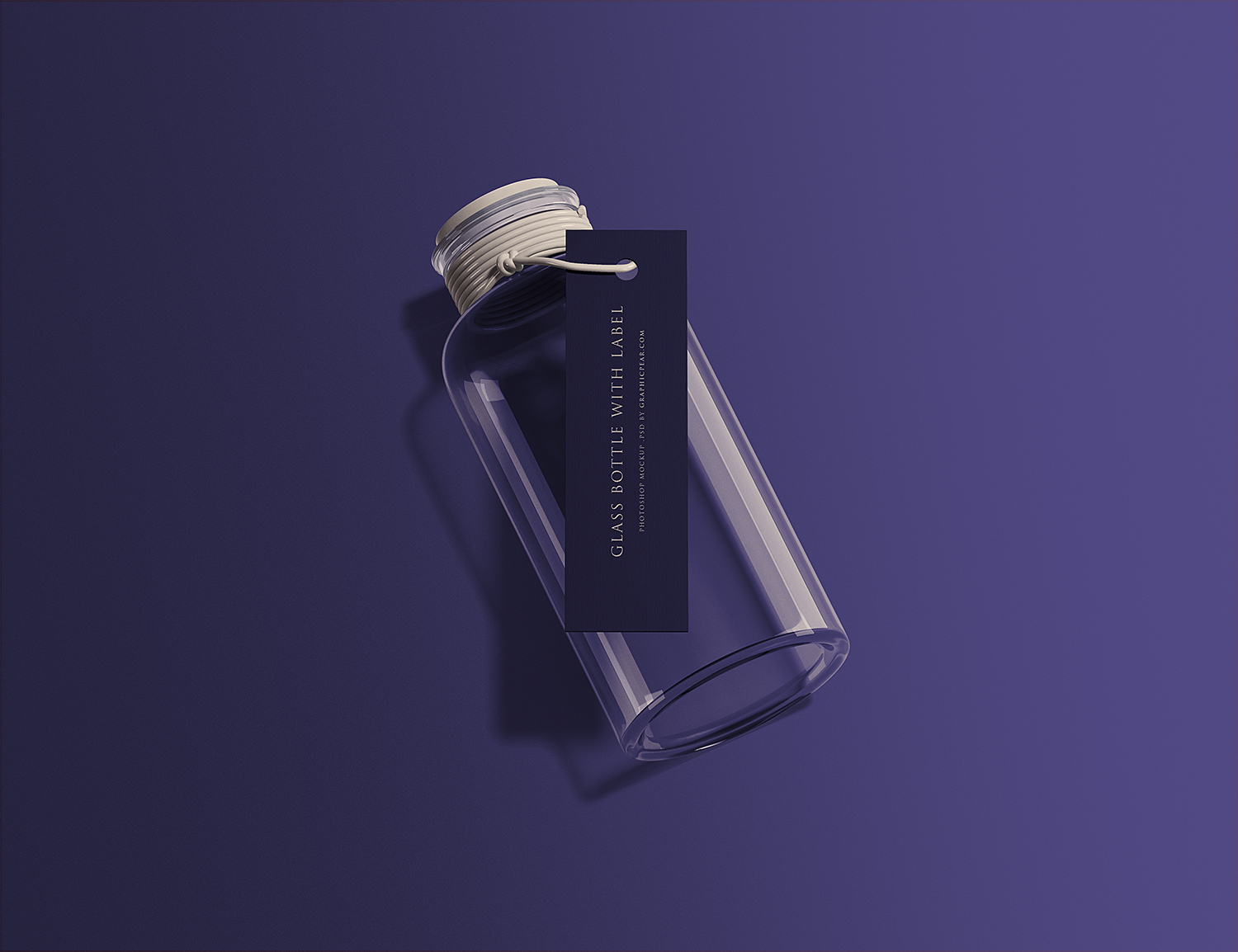 Free Glass Bottle with Tag Mockup