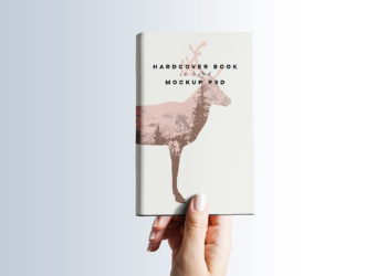 Free Hardcover Book in Hand Mockup