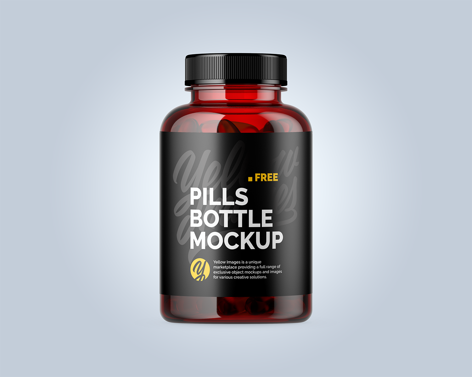 Free Plastic Red Bottle with Fish Oil Mockup