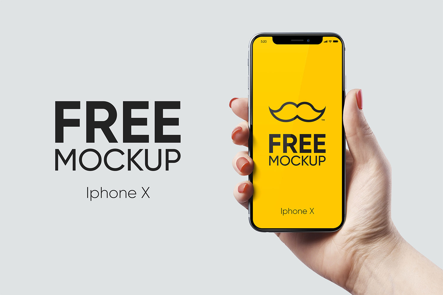 Free iPhone X in Woman Hands Mockup