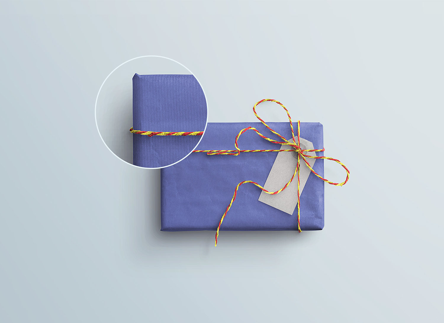 Gift Box & Tag PSD Mockup