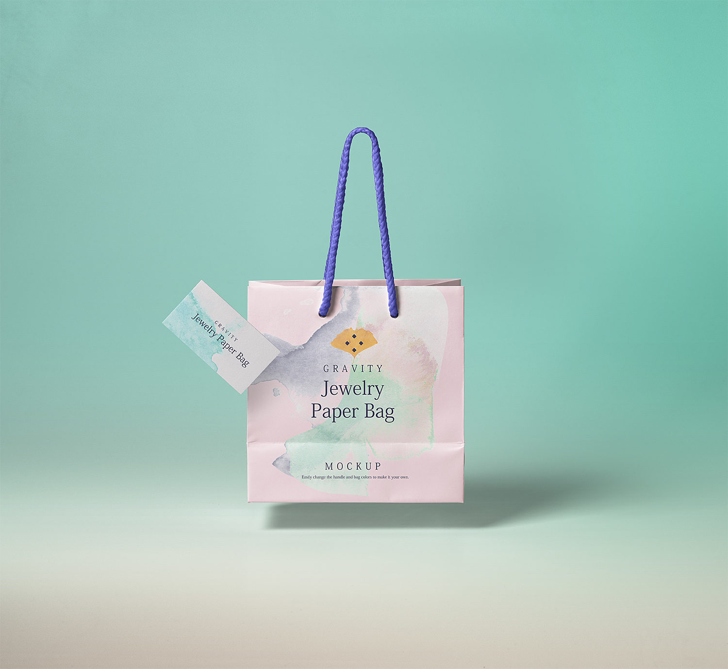 Gravity Shopping Bag with Business Card Mockup