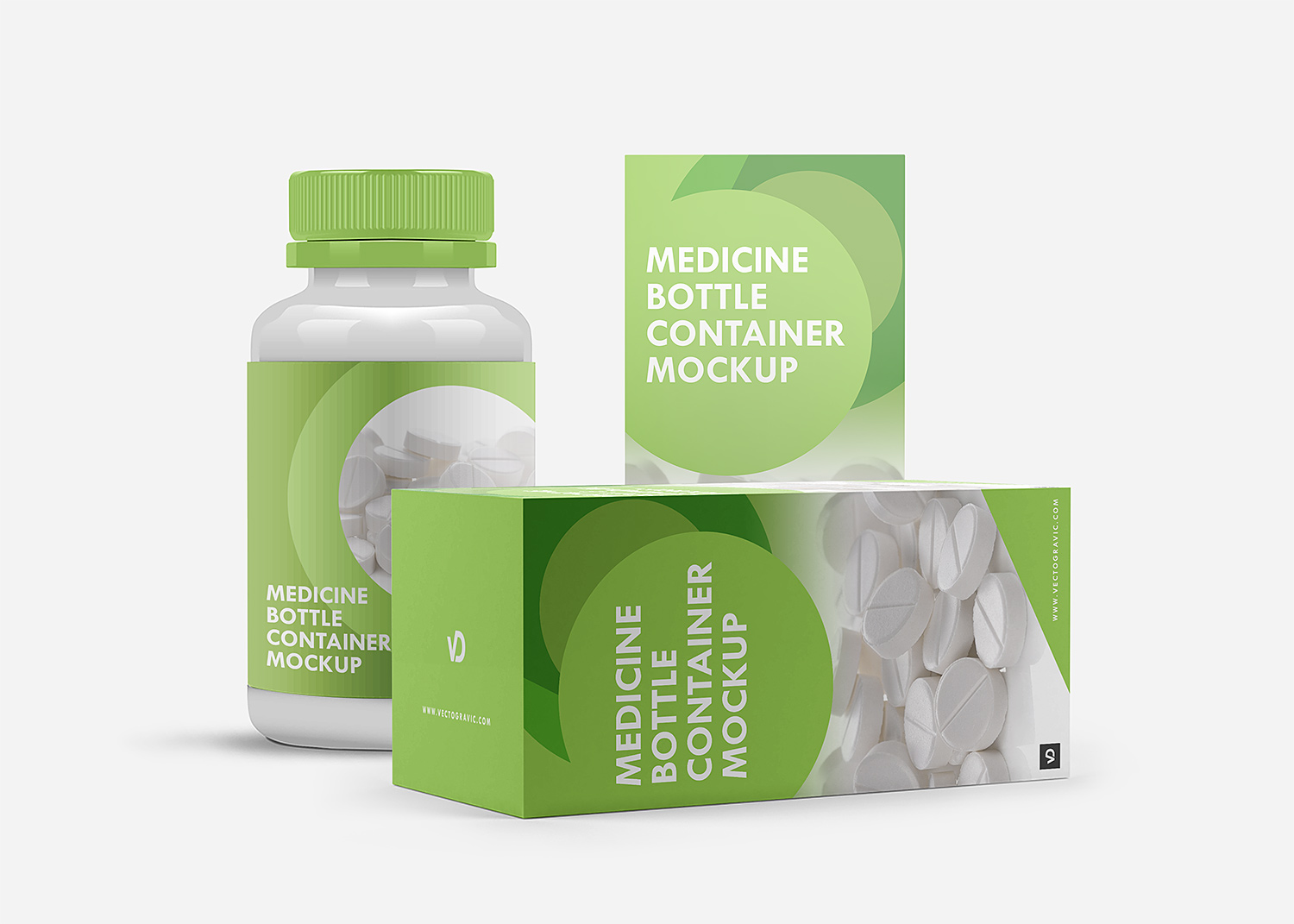 Medicine Bottle Container and Box Mockup