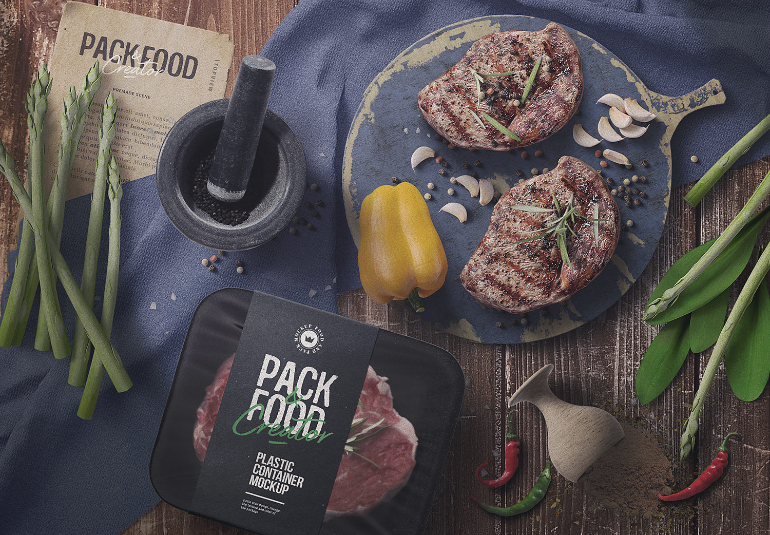 Download Food Packaging Scene Creator Mockup | Mockup World HQ