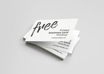 Free Folded Business Cards Mockup