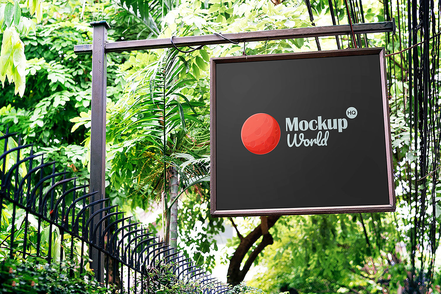 Free Hanging Signboard Mockup