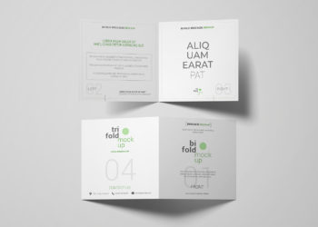 Free Square Bi-Fold Brochure Mockup