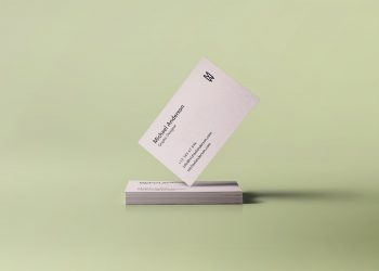 Free Stack Standing Business Card Mockup