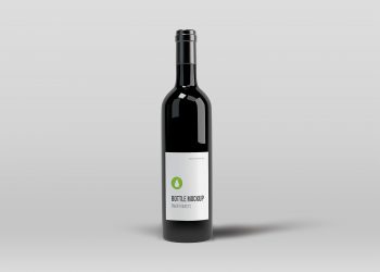 Free Black Elegant Wine Bottle Mockup