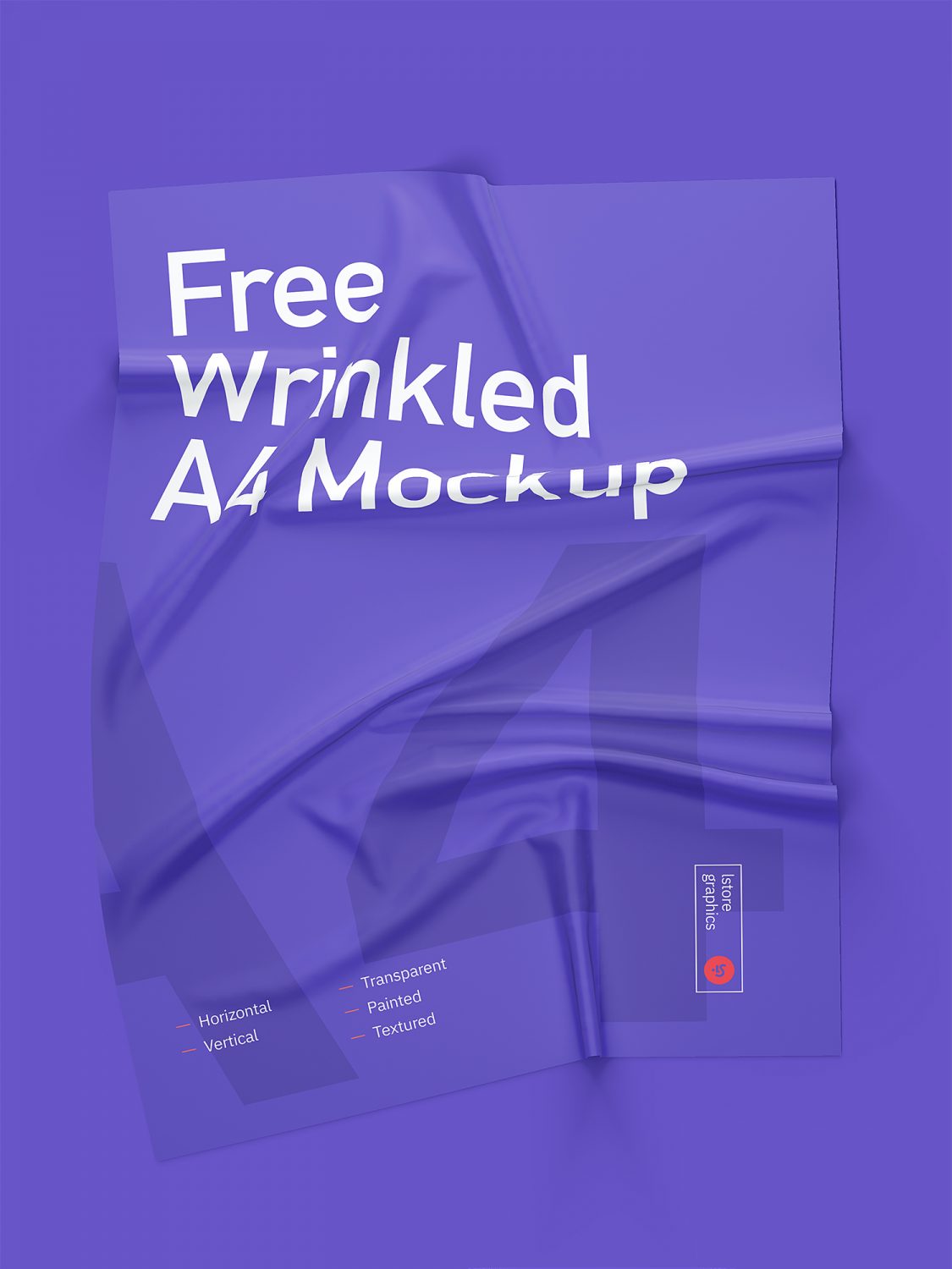 Free wrinkled A4 mockup