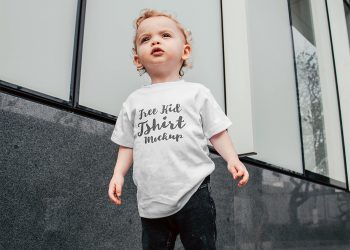 Free Young Kid T-Shirt Mockup