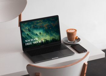 MacBook on the Table Mockup