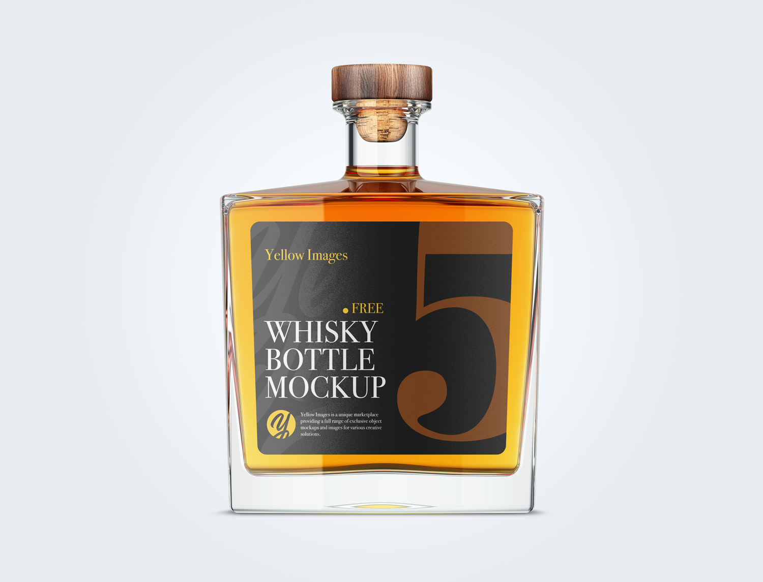 Square Glass Bottle Whisky Mockup