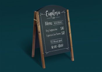 Free A-Frame Chalkboard Restaurant/Cafe Menu Mockup