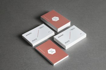 Stationery Mockup with Four Stacks of Business Cards