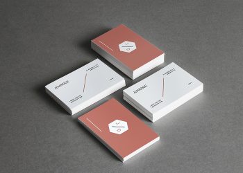 Stationery Mockup with Four Stacks of Business Cards